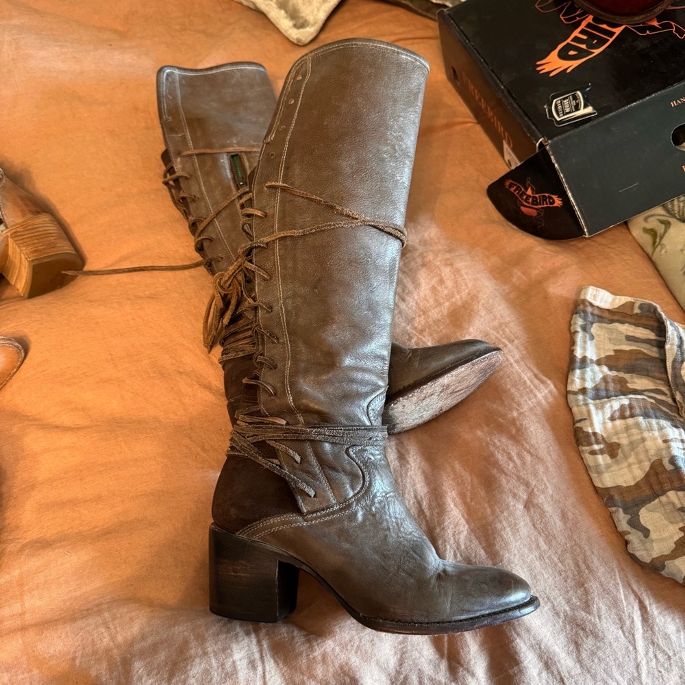 Freebird by Steven Coal Leather Heeled Boots